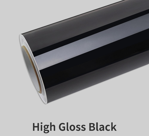 Gloss black vinyl wrap self - black,